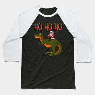 Santa Claus Trex Dino Ho Ho Ho Christmas Top Baseball T-Shirt